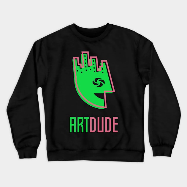 YourArtDude Logo In Lime And Red Crewneck Sweatshirt by yourartdude